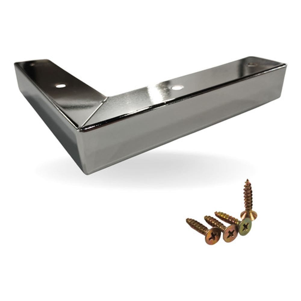 Kit C/ 4 Pés Cantoneira Lc Em Aço Cromado 3cm Alt. Para Sofá Cromado