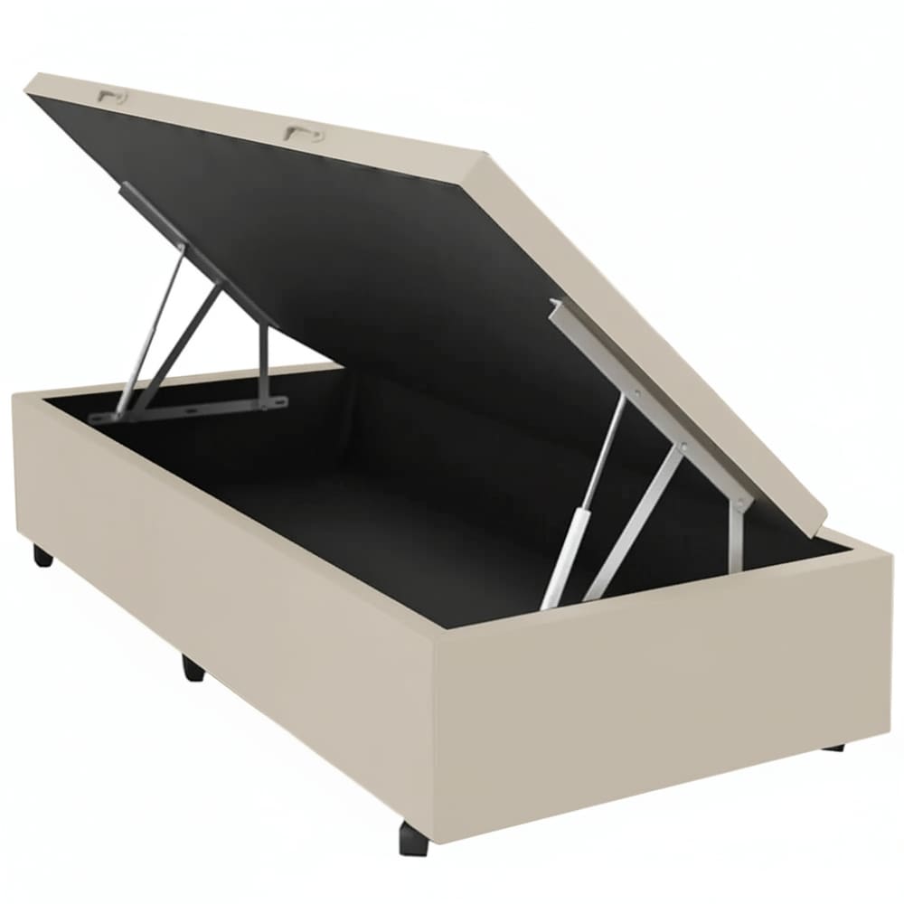Base com Baú Solteiro 36x88x188 Corino Cor Bege