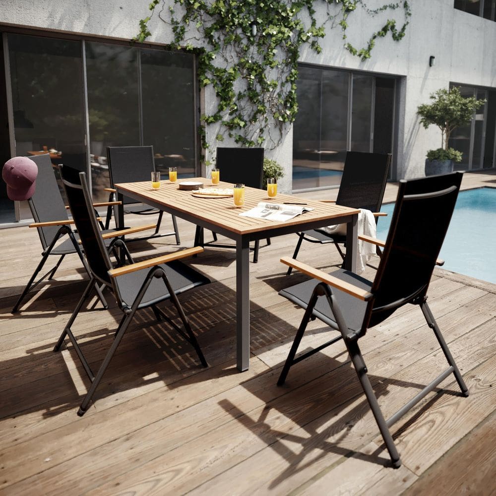 Conjunto Jardim Varanda 7 Pecas Preto Aluminio - Zurique