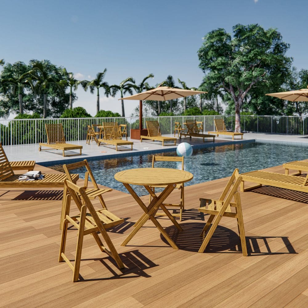 Conjunto Jardim Varanda 5 Pecas Canela Madeira - Malibu