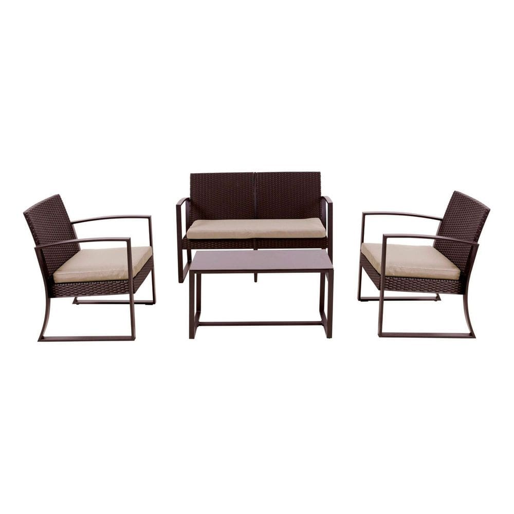 Conjunto Jardim Varanda 4 Pecas Marrom Rattan - Mendoza