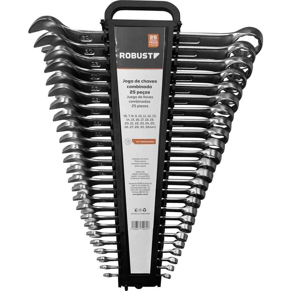 Jogo De Chaves Combinadas, 6,0 Mm A 32,0 Mm, Com 25 Peças, S09105025 3370081, Robust