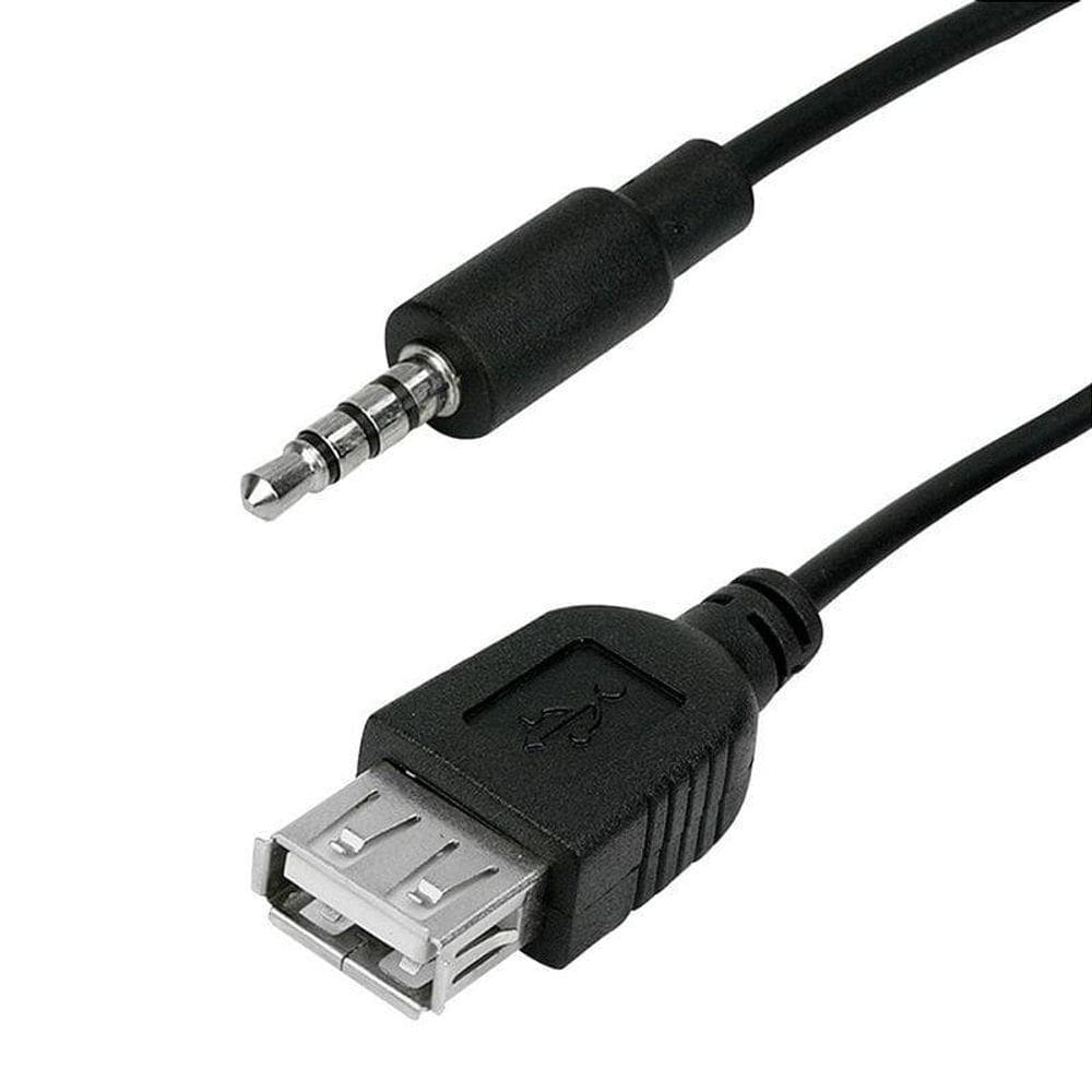 Cabo P3 Estereo + Usb Femea 25cm Preto 018-7709