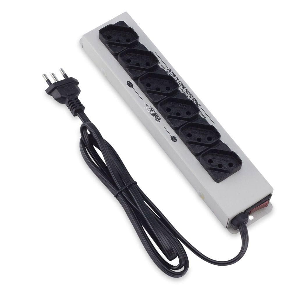 Filtro de Linha com 6 Tomadas 10A e Gabinete Metálico Cinza Bivolt 562 Force Line