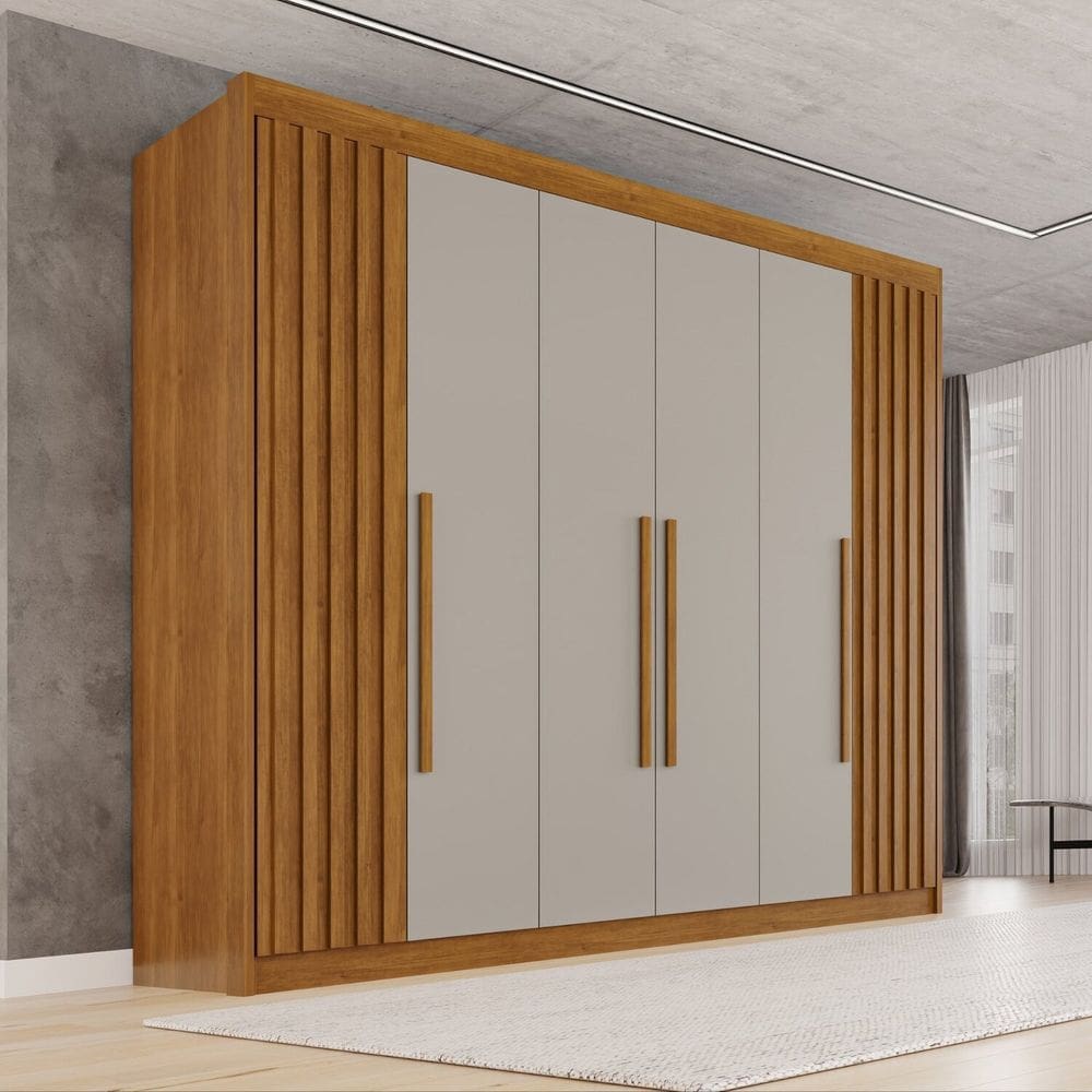 Guarda-roupa Casal 100% Mdf 6 Portas 6 Gavetas Granada Premium Cinamomo/Off-White