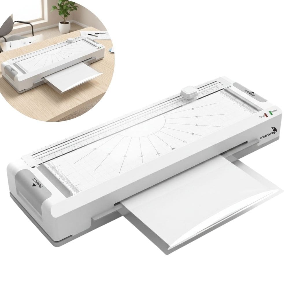 Plastificadora Laminadora Refiladora A4 270W com Guilhotina Branca Importway