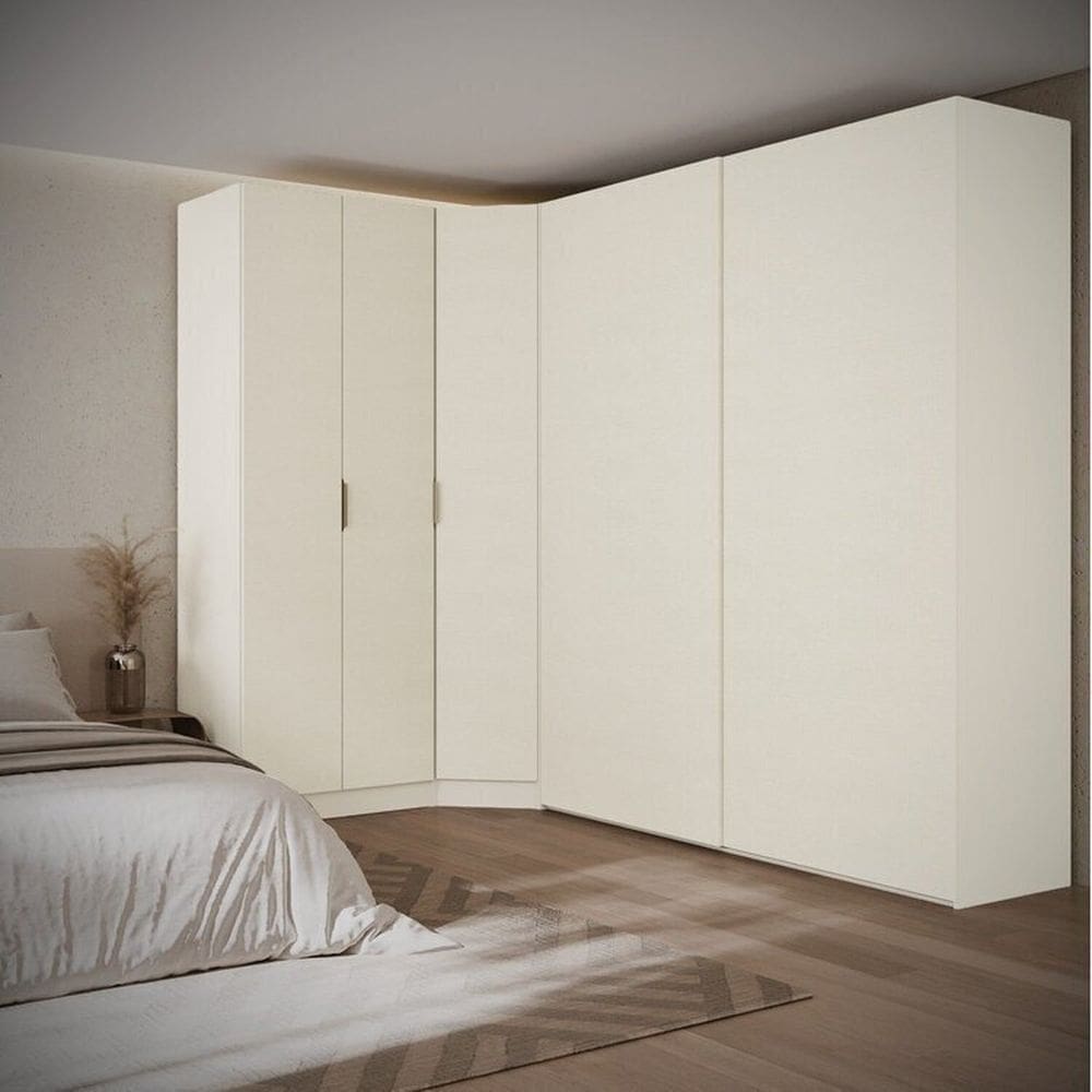 Guarda-roupa Modulado de Canto Obliquo 3 Peças com 5 Portas Orion Cabecasa Madeira Originals Aveia/Linho