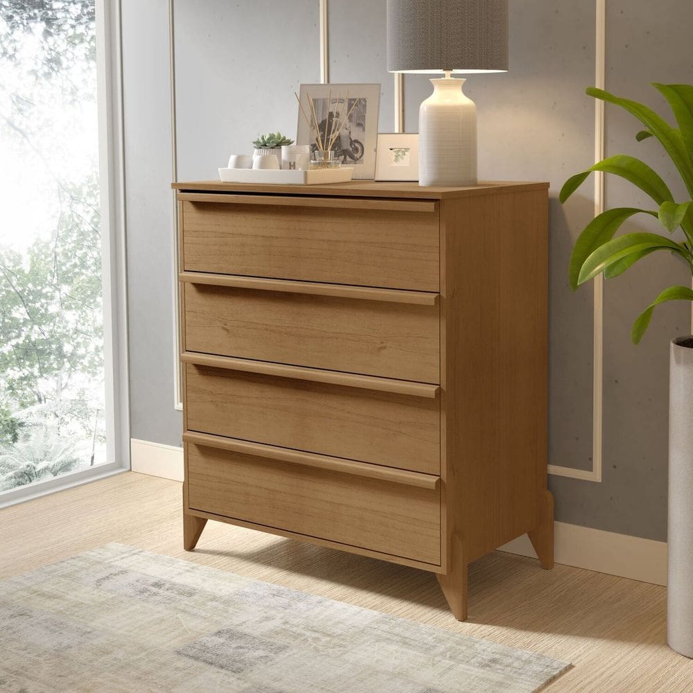 Cômoda para Quarto 4 Gavetas Premiere Freijó Marrom