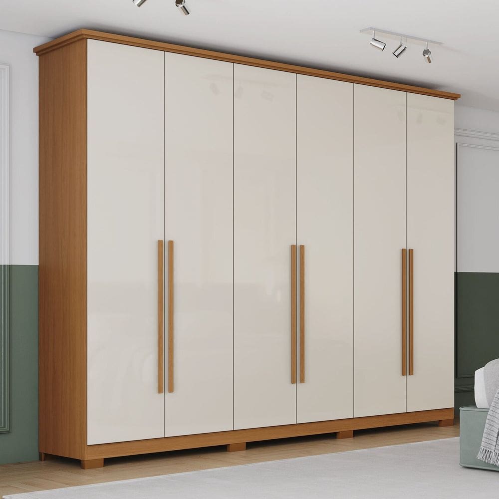 Guarda-roupa 6 Portas 6 Gavetas Leblon Cinamomo/Off White