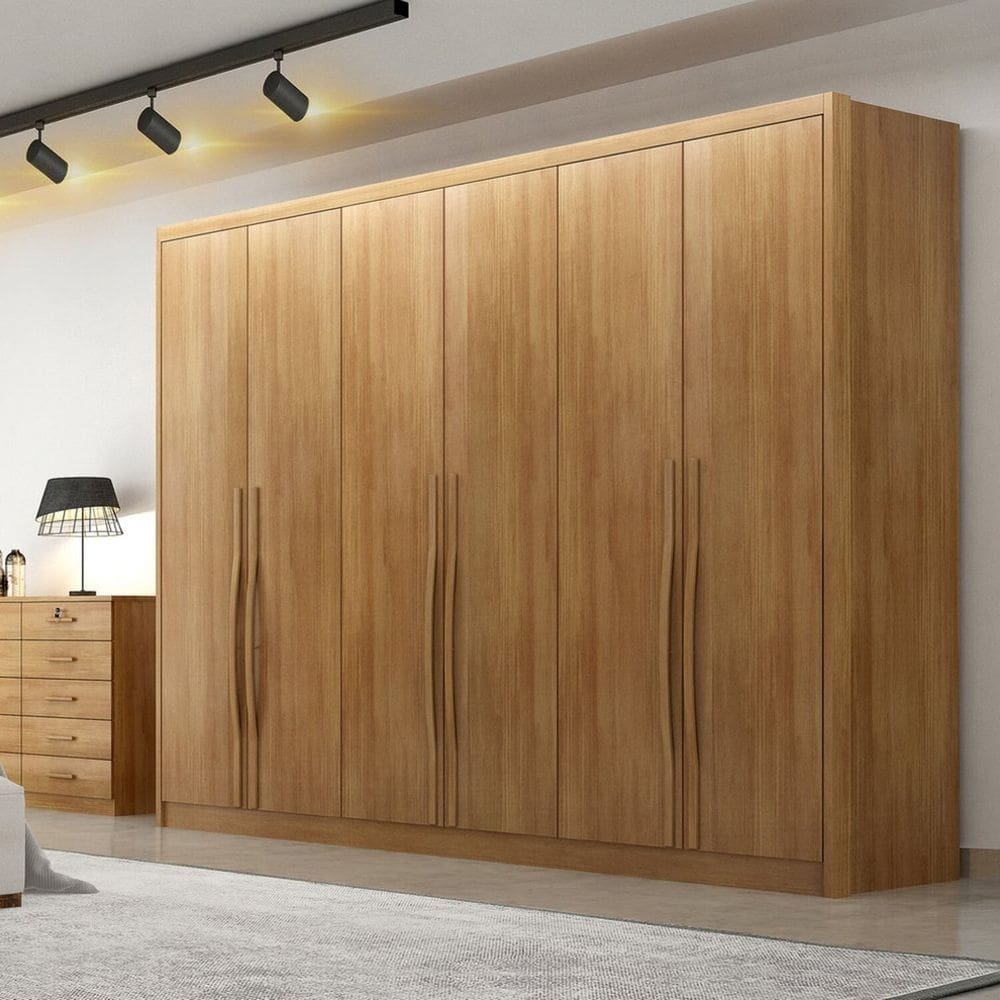 Guarda-roupa Casal 6 Portas e 6 Gavetas 100% Mdf Reno 276x236cm Cumaru