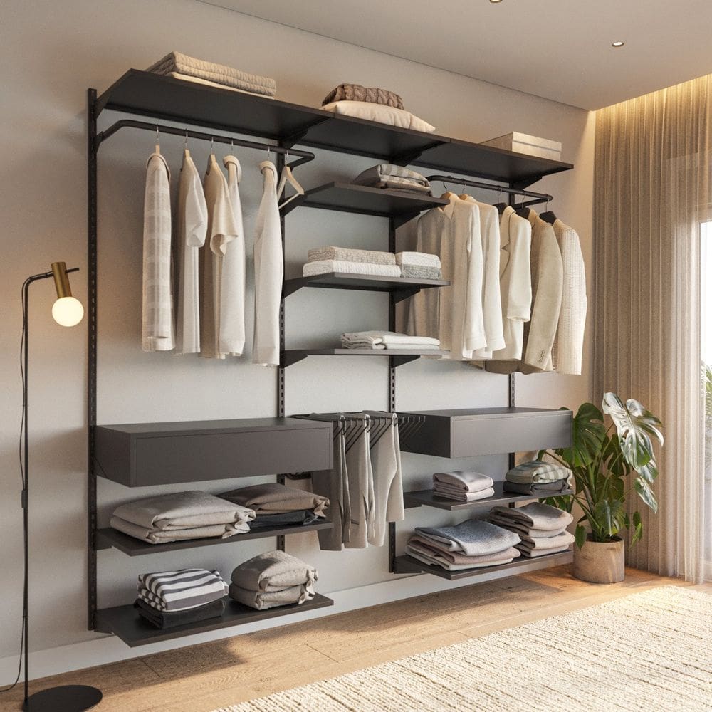 Closet Aberto Modulado para Casal 225cm eternity 34 Preto