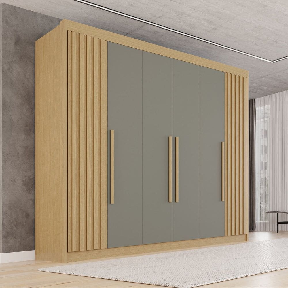 Guarda-roupa Casal 100% Mdf 6 Portas 6 Gavetas Granada Premium Jequitibá/Granizo