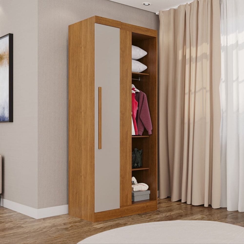 Guarda-roupa Modulado Canto 1 Porta Fortaleza Cinamomo/Off-White