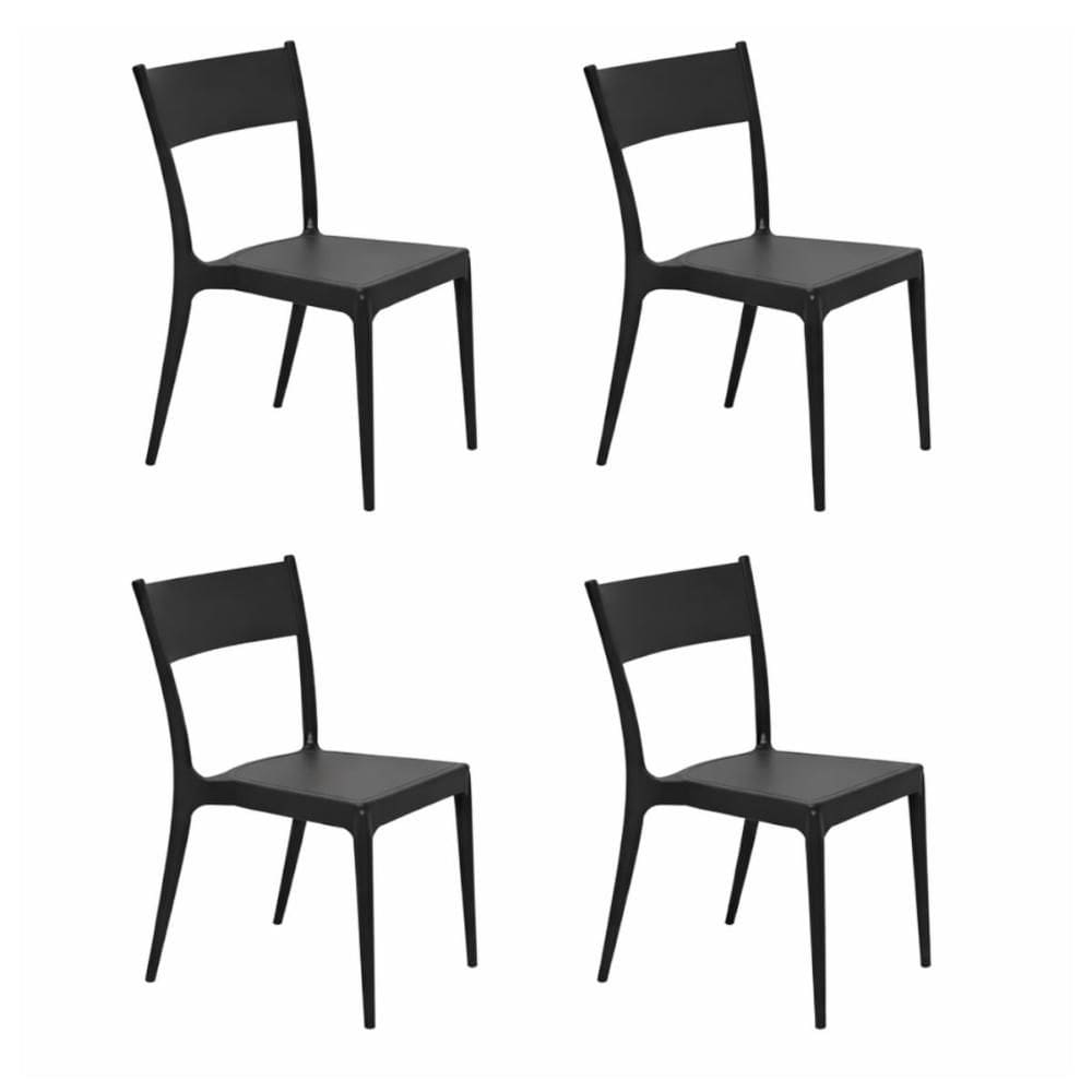 Kit com 4 Cadeiras Tramontina Diana Preta em Polipropileno Sustentável