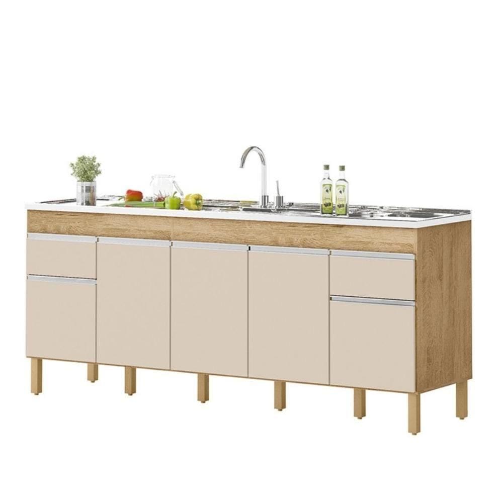 Balcão Natal 5 Portas Para Pia De 2 Mt Amêndoa Off White