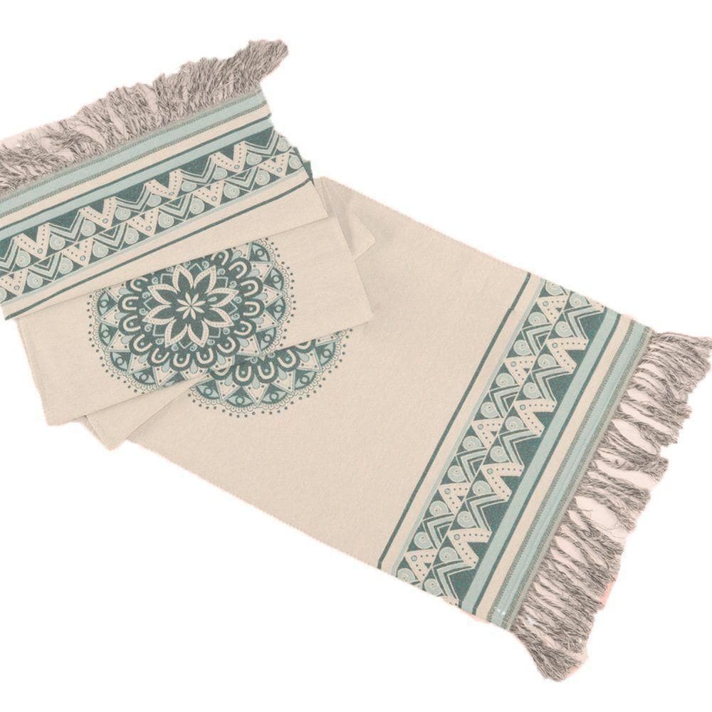 Peseira Decorativa Turin Com Franja 58% Algodão / 42% Poliéster - Mandala Verde