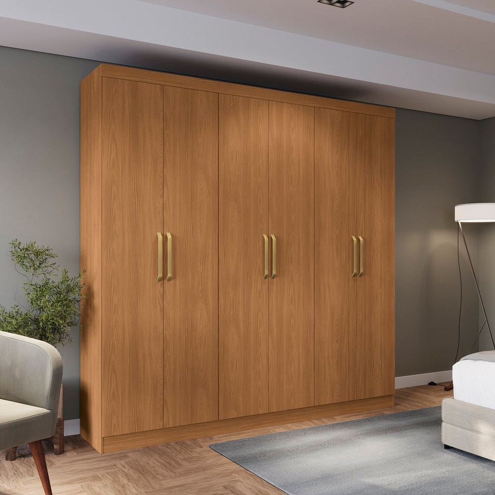 Guarda-roupa 6 Portas e 2 Gavetas de Madeira Bigger Lo Canela