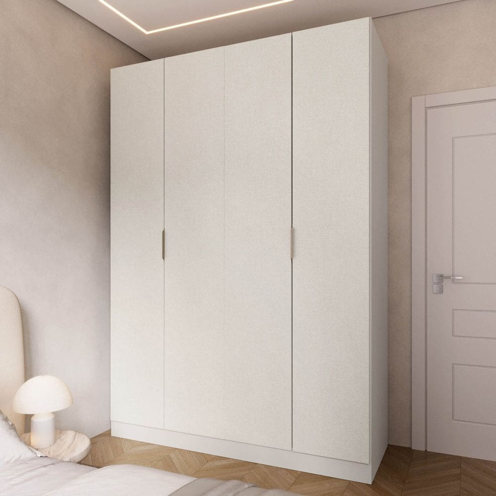 Guarda Roupa Modulado 100% Mdf 4 Portas Orion Cabecasa Madeiraoriginals Aveia/Linho