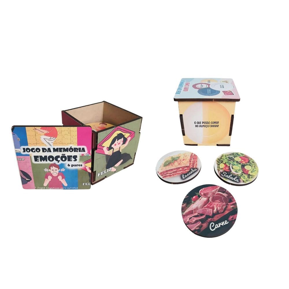 Coleção Mini Jogos Para Autistas - Combo Memória Com 2 Jogos