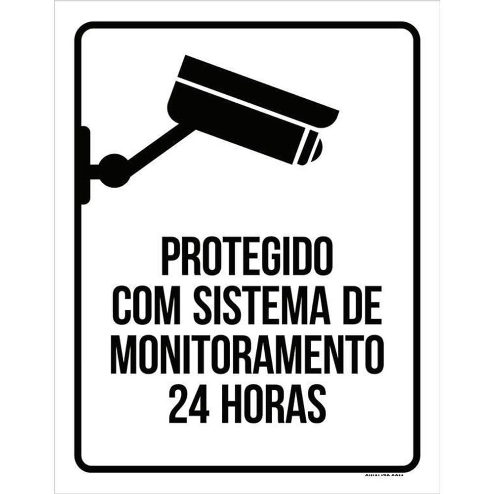 Placa Protegido Com Sistema De Monitoramento 24 Horas 36X46
