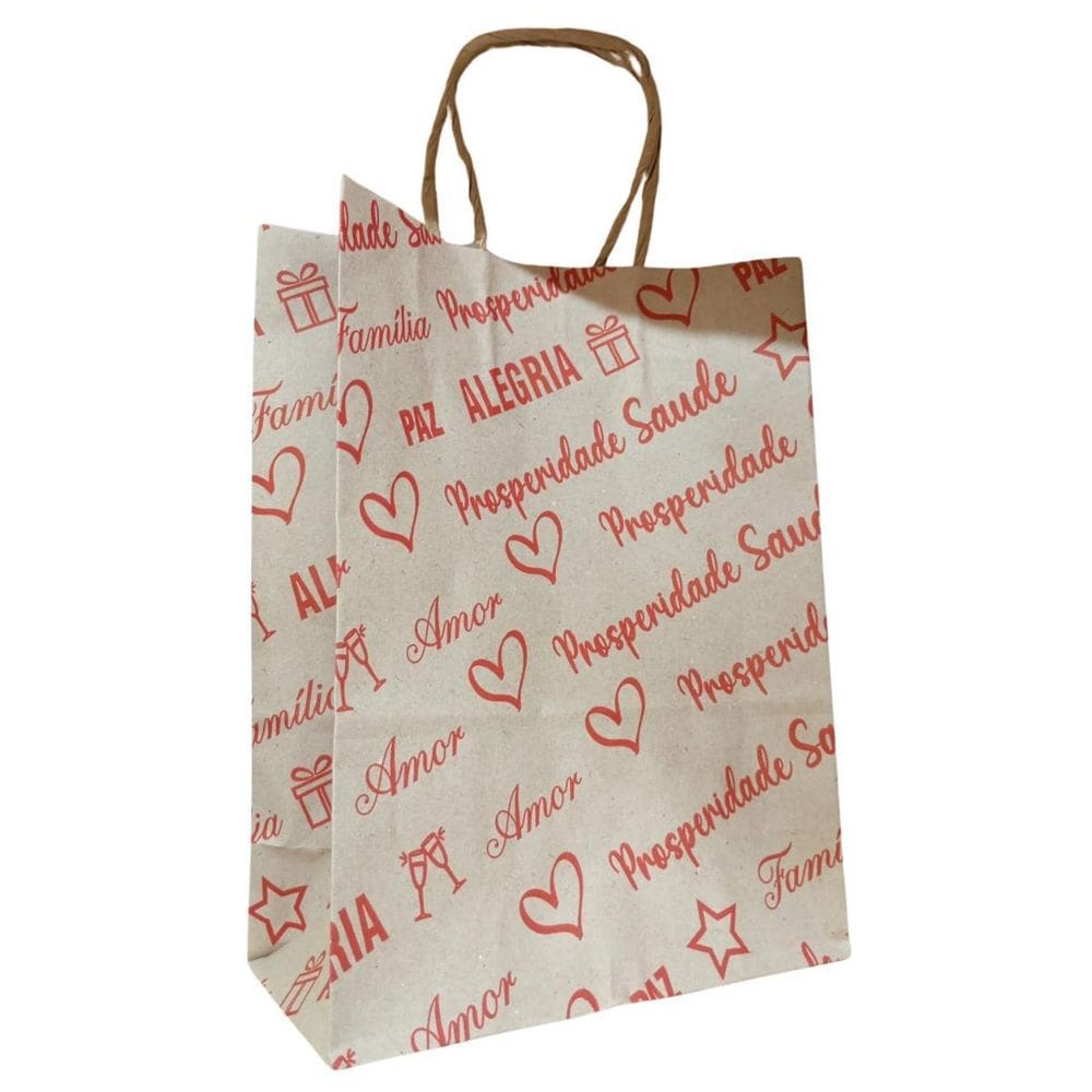 10 Sacola Presente Festa Natal Ano Novo Réveillon 24X10X33Cm