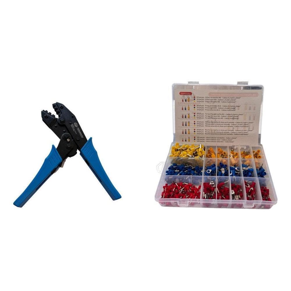 Alicate Crimpar Terminal Kit Olhal Garfo Pino Faston E Ilhos