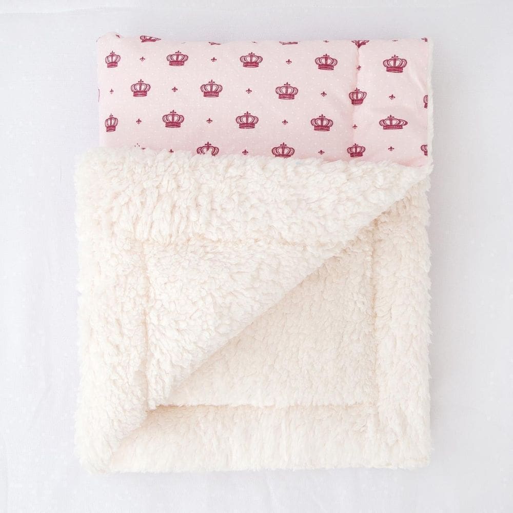 Manta De Sherpa Para Bebê Lã Carneiro Coroa Rosa