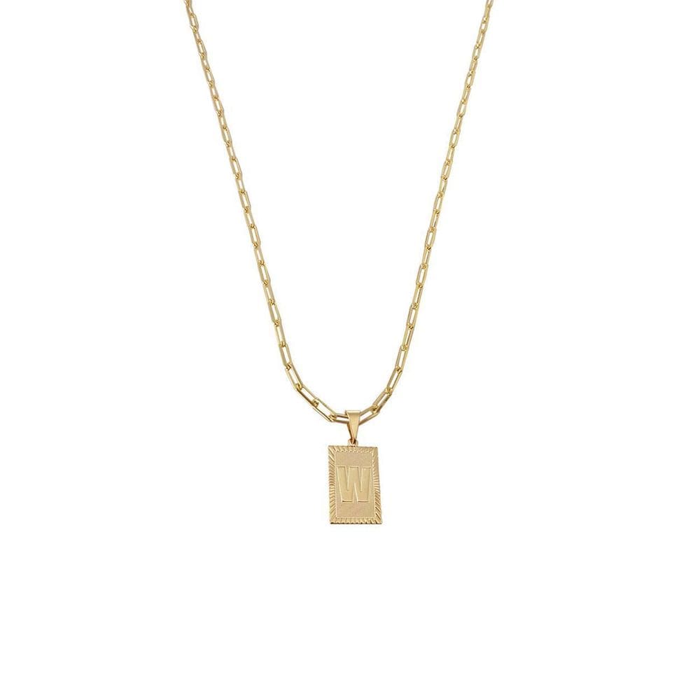 Cordão 60Cm Masculino Feminino Pingente Letra W Banhado Ouro