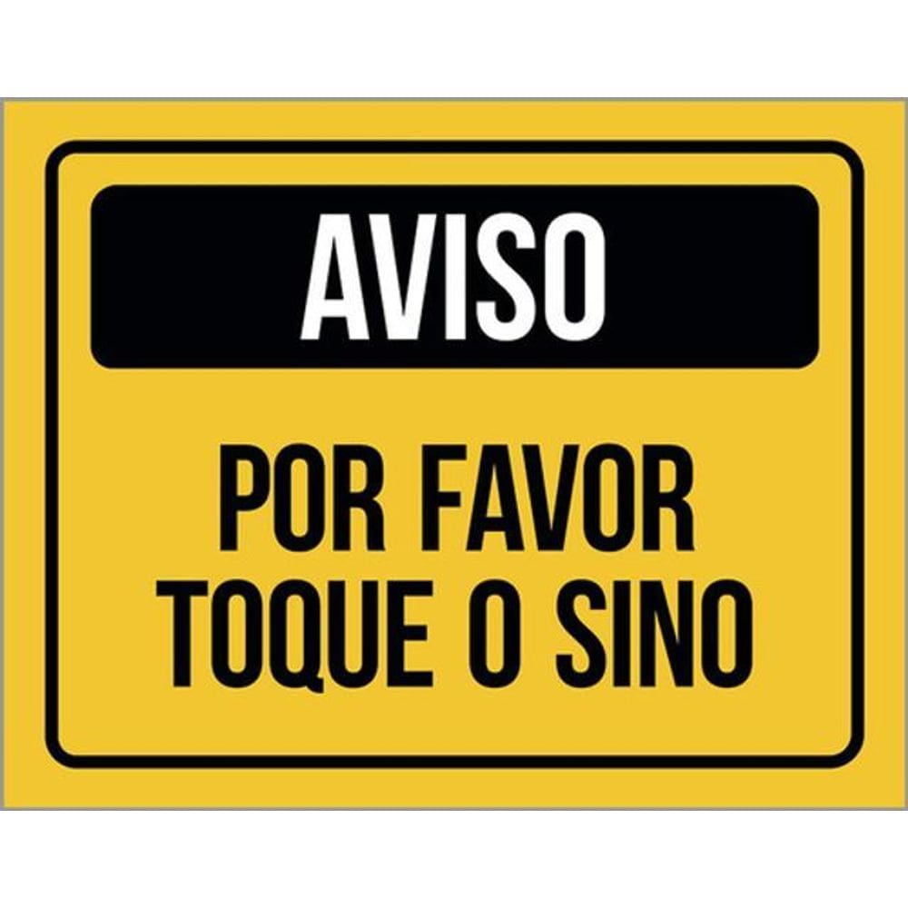 Kit 3 Placas Sinalização Aviso Por Favor Toque Sino Amarela