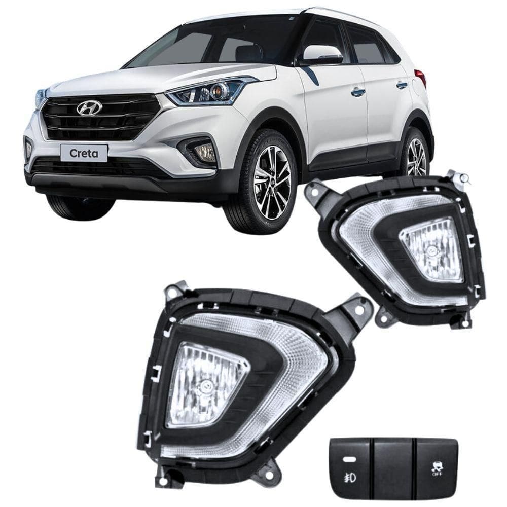 Kit Farol Auxiliar Com Botao Creta 2020 À 2021 Drl E Seta