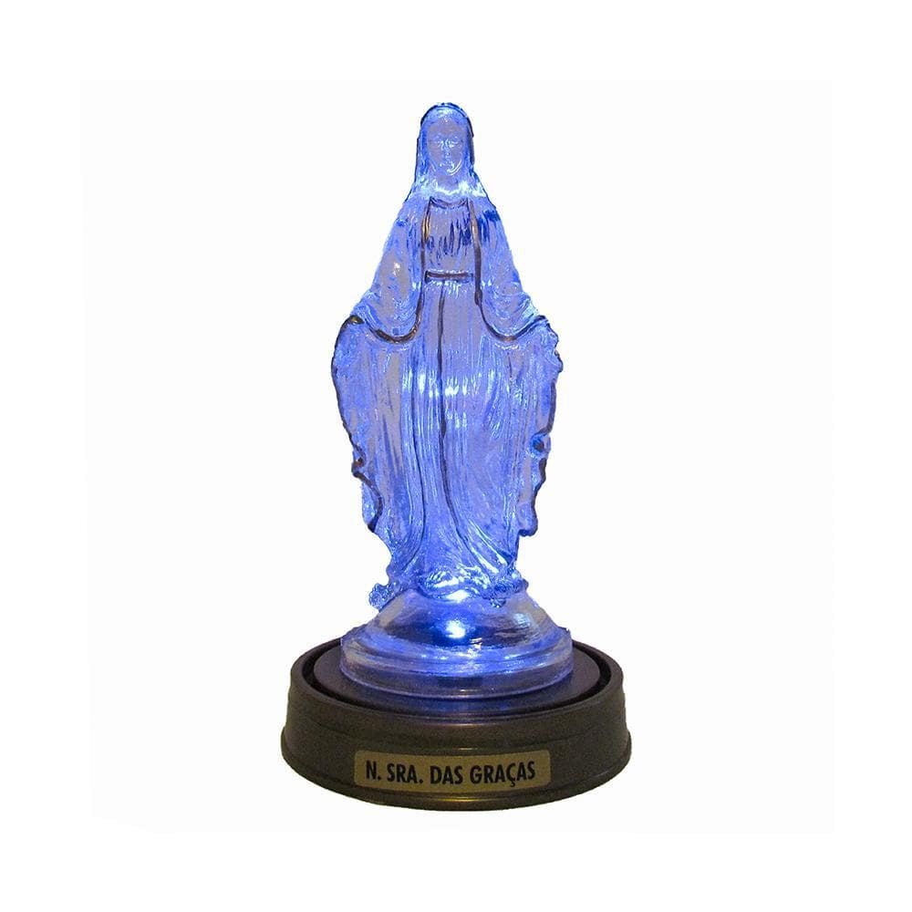Luminária Imagem Nossa Senhora Das Graças Luzes De Led Azul