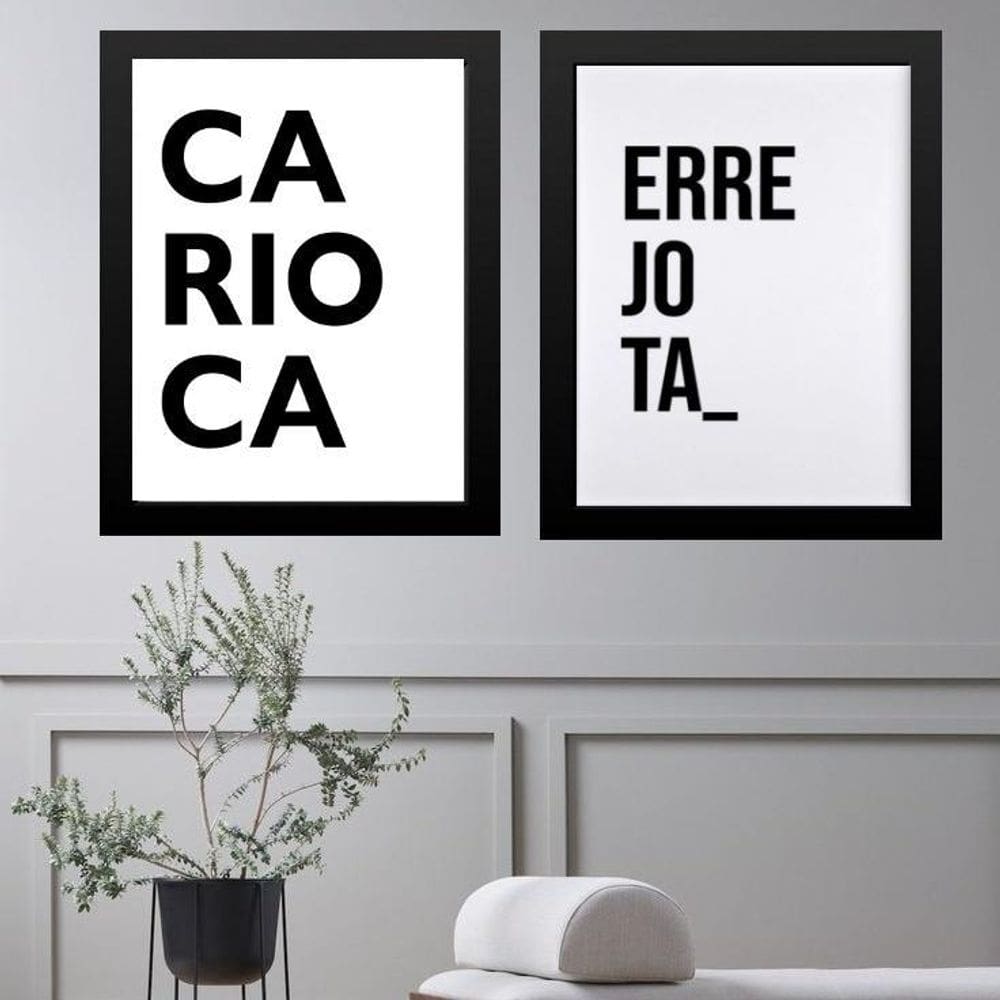 Kit 2 Quadros Rio Janeiro - Carioca Errejota 45X34Cm - Vidro