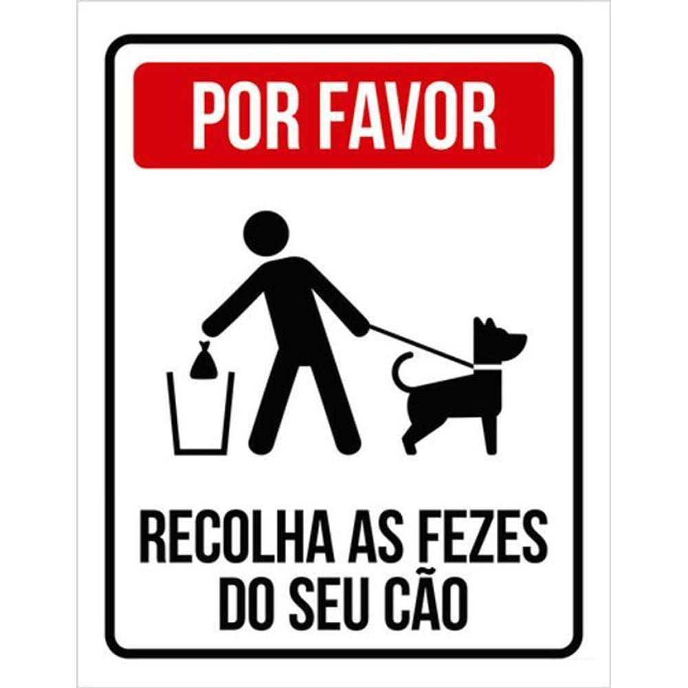 Kit 3 Placas Desenho Por Favor Recolha Fezes Seu Cão