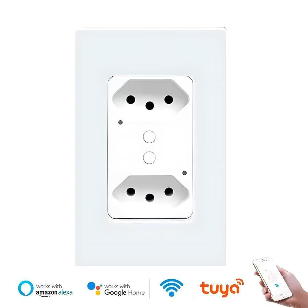 Tomada Dupla Inteligente, 13A, Compatível Alexa, Google Home