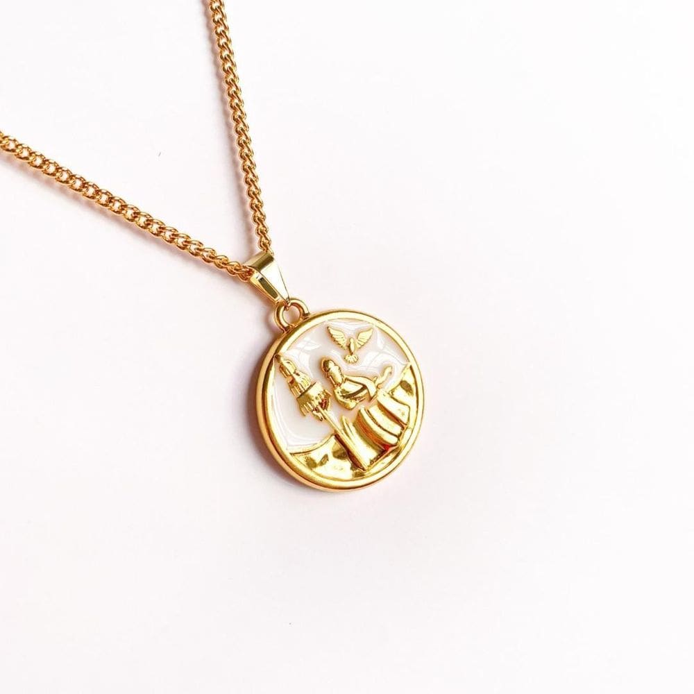 Colar Pingente Medalha Orixá Corrente 60 Cm Dourado - Oxalá