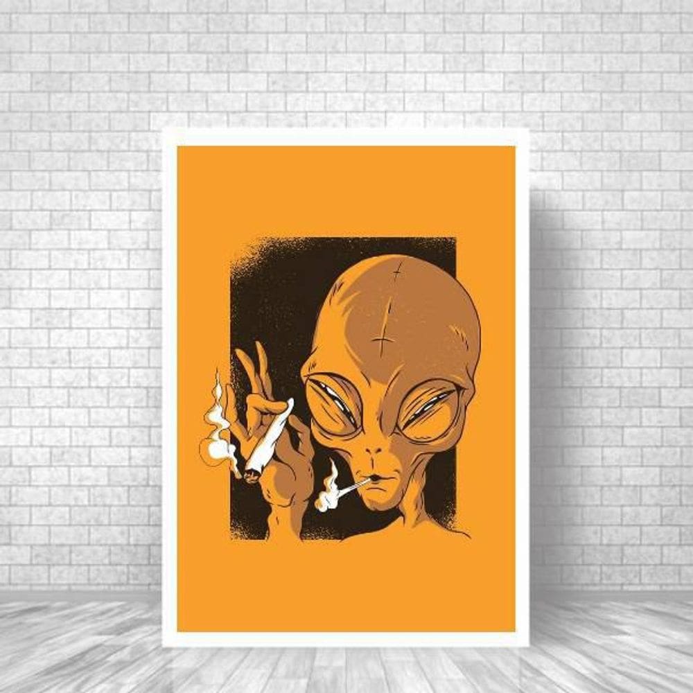 Quadro Decorativo Smoke E.T 45x34cm - Madeira Branca