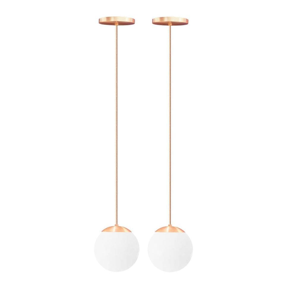 Kit C/2 Lustre Pendente Globo Bola Vidro Led Jabuticaba