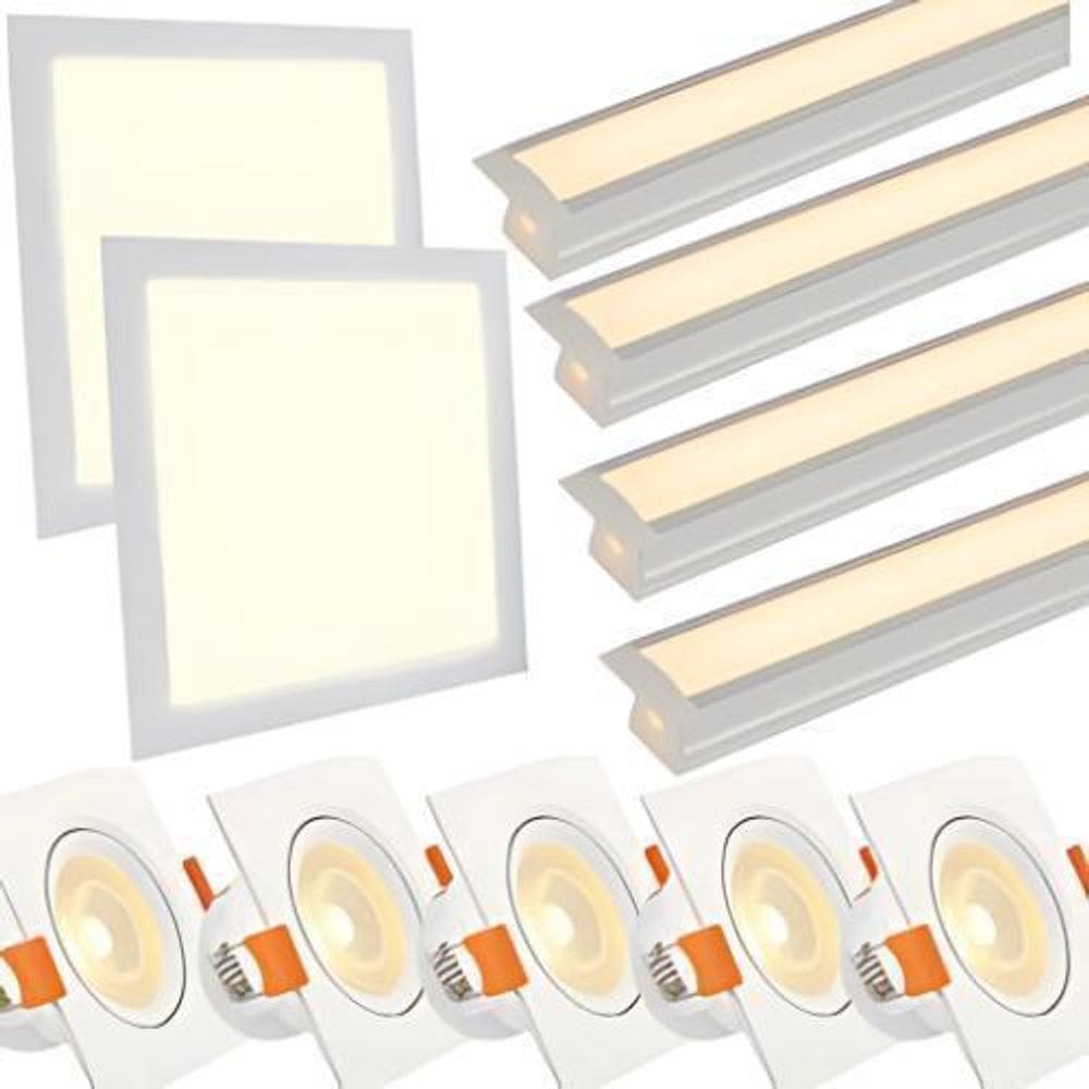 Kit Iluminação Completa Com Spot Plafon Perfil De Led