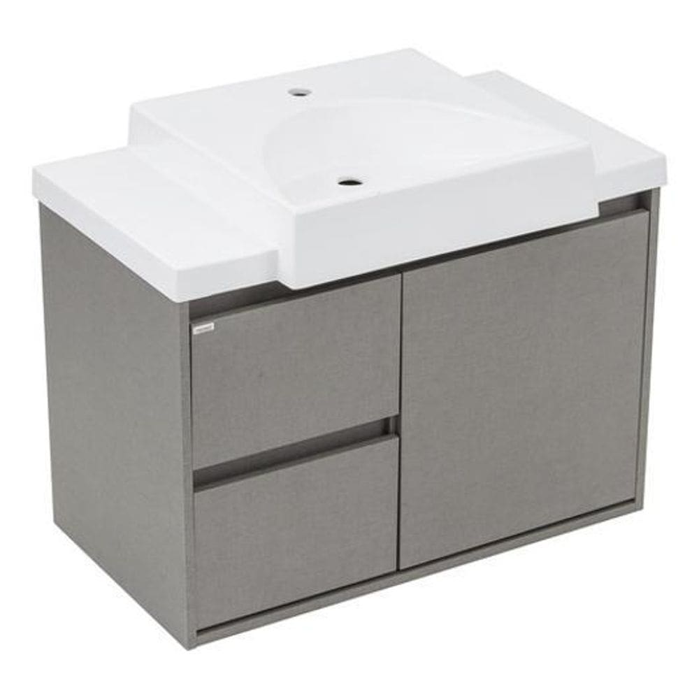 Gabinete Para Banheiro Grigio E Madeira Atlas 54X78X42 Cm