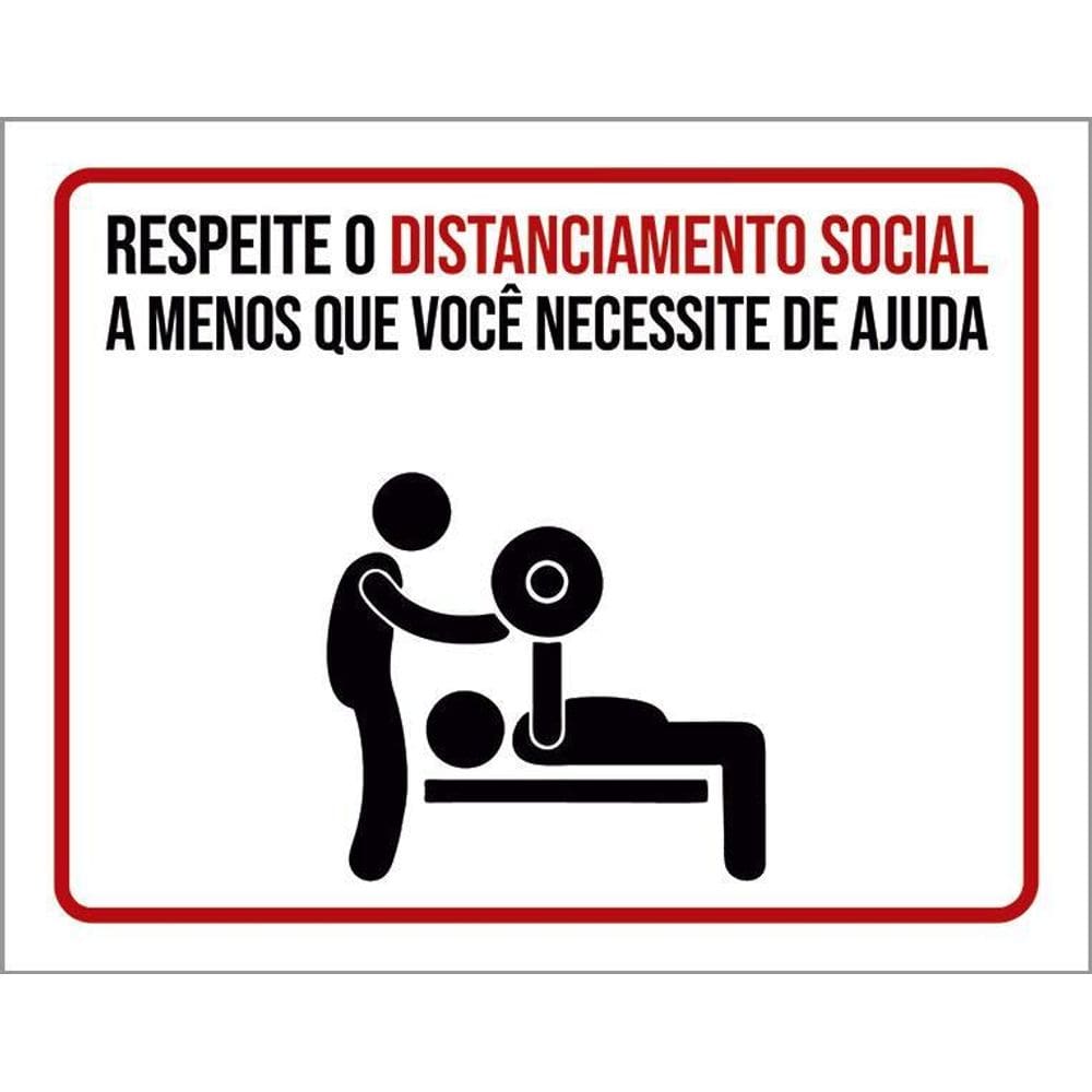 Kit 3 Placas Higiene Distanciamento Social Academia