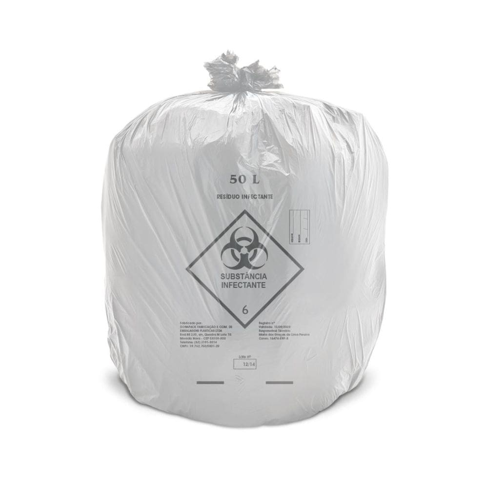 Saco Lixo Hospitalar Infectante 50Lts Fd C/100Un - 63X80Cm