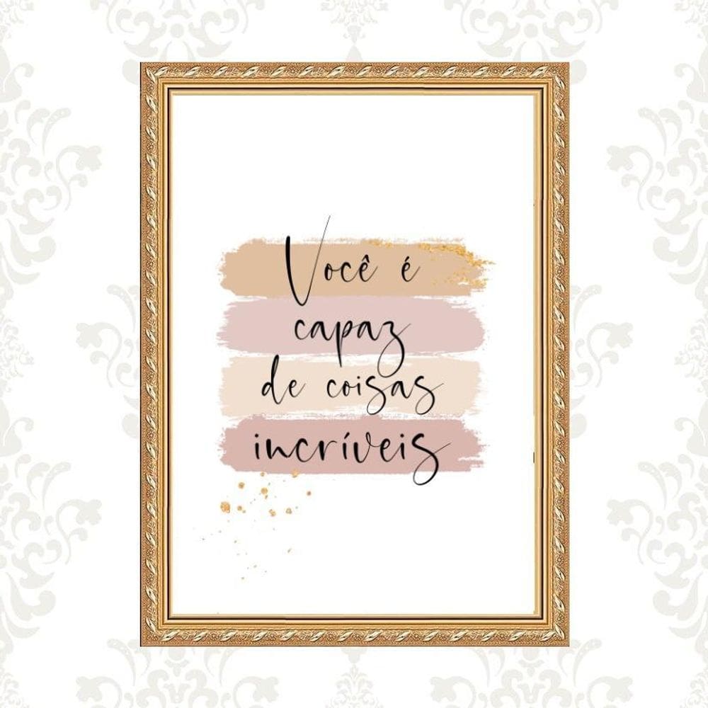 Quadro Moldura Dourada Você É Capaz 24X18Cm
