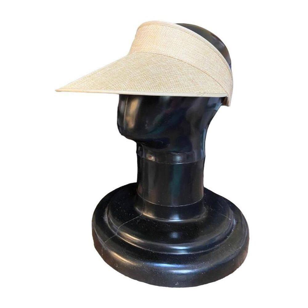 Viseira Feminina De Praia Palha Bege Aba Grande Proteção