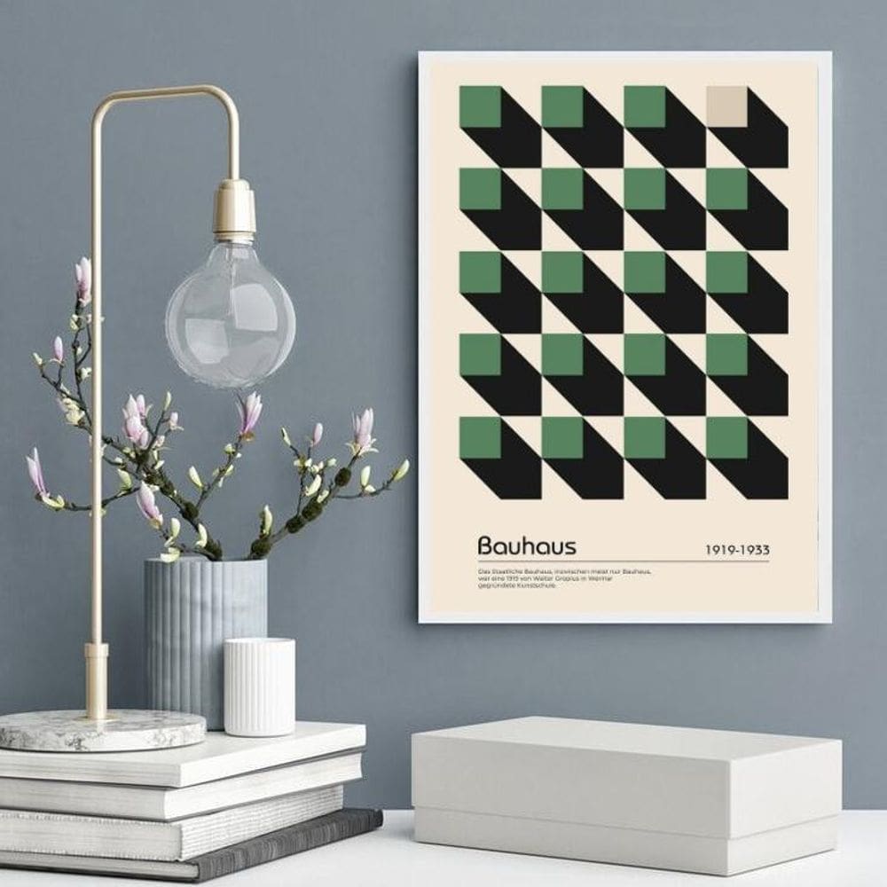 Quadro Bauhaus Green Geometric Poster 24X18Cm