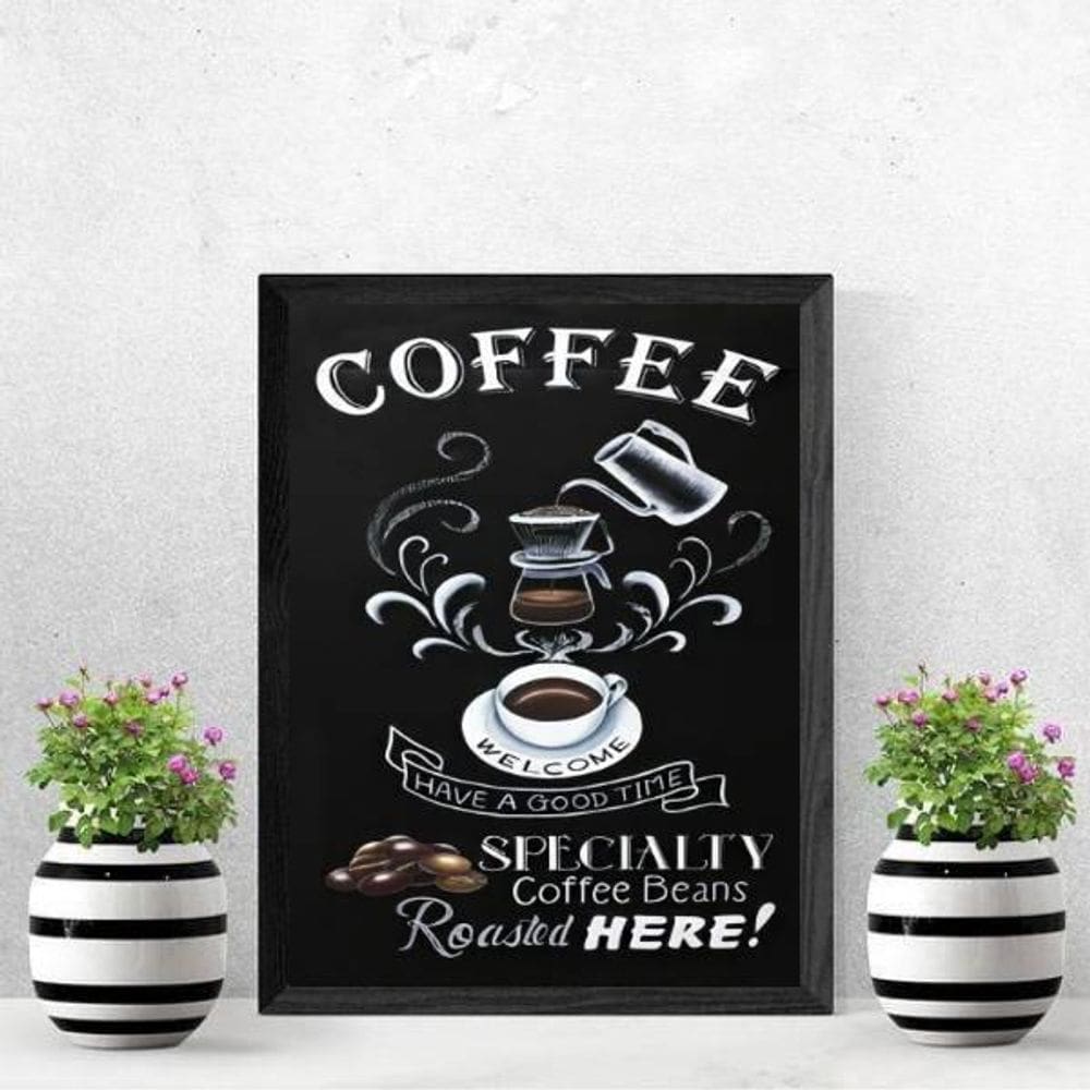 Quadro Decorativo Welcome Coffee 24X18Cm - Com Vidro