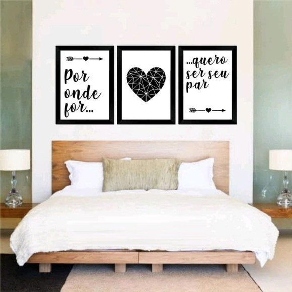 Kit Quadro Decorativo Quero Ser Seu Par 45X34Cm 3 Peças