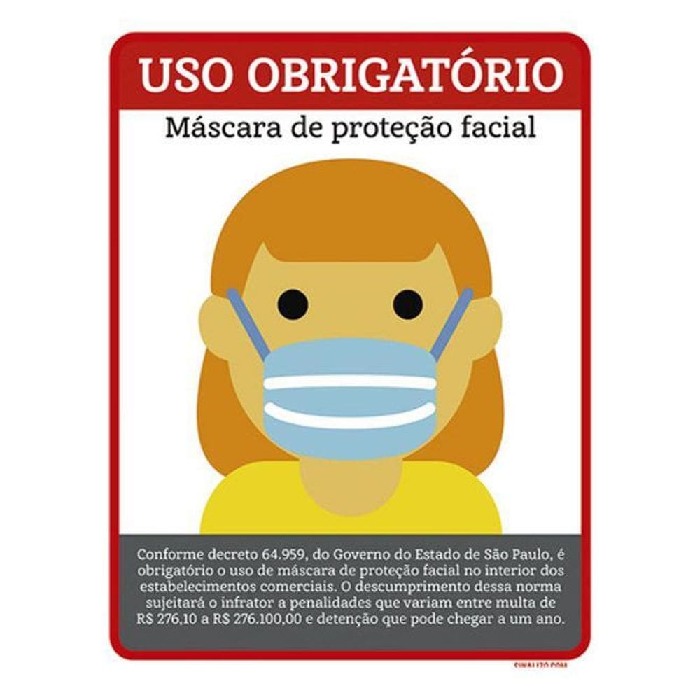 Kit 3 Placas Uso Obrigatório Proteção Facial Poster