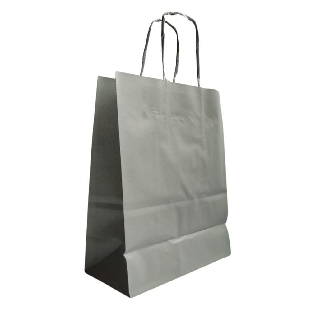 10 Sacola De Papel Kraft Prata Presente Loja 17,5X8,5X21,5Cm