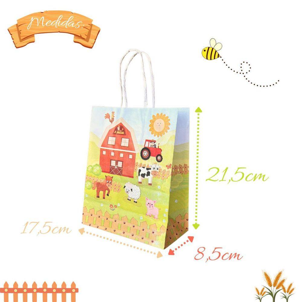 Sacola De Papel Kraft Presente Estampadas 17,5X8,5X21,5Cm