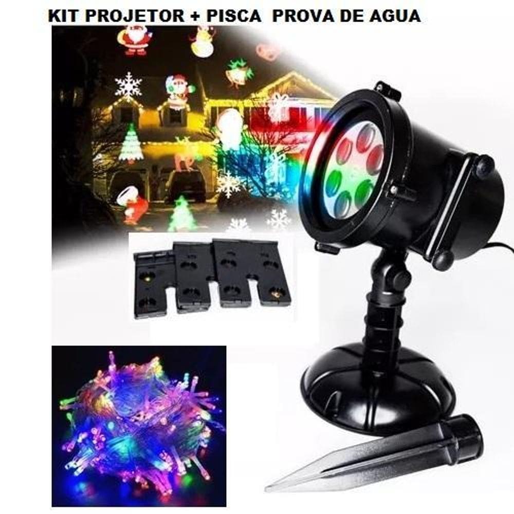 Projetor Natal Led Natalino + Pisca Pisca Prova D`Água 110V